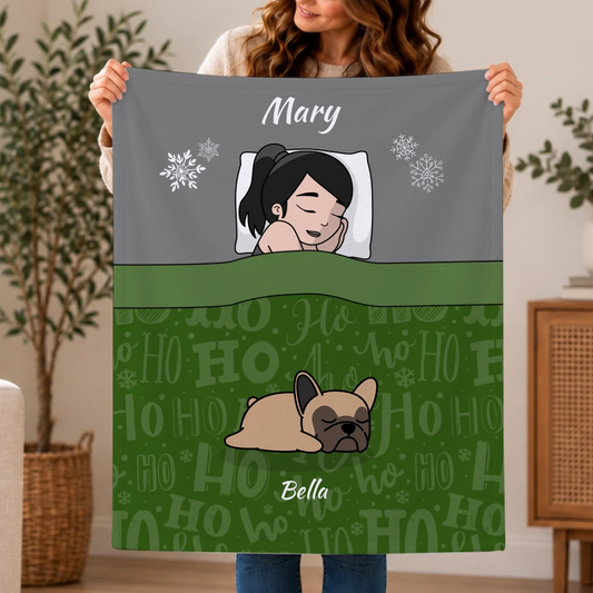 Personalized Blanket - Christmas cuddle time with pets Single