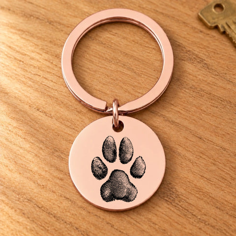 Personalized Engraved Pet Face Keychain - Real Paw Impression - Featured Image